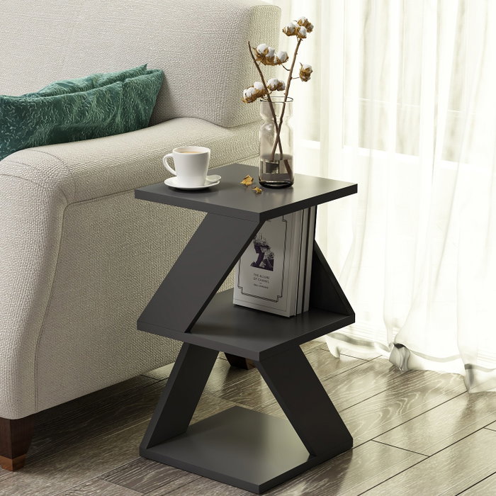 Hanah Home Mesa Auxiliar Antracita 30x50x30 cm Tablero Melamina Moderno Elegante